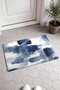 Navy Blue and White Watercolor Brush-Patterned Doormat, 40x60 cm, with Non-Slip Sole, Decorative - 2