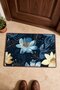 Navy Blue Lotus Floral Print Doormat, 40x60 cm, with Non-Slip Sole, Decorative - 4