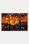 Orange and Blue Circular Landscape-Patterned Doormat, 40x60 cm, with Non-Slip Sole, Decorative - 5
