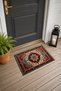 Red Cream Classic Medallion Turkish Rug-Patterned Doormat, 40x60 cm, with Non-Slip Sole - 3