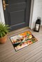 Orange and Green Abstract Patterned Doormat, 40x60 cm, with Non-Slip Sole, Decorative