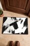 White Background with Black Brushstroke Pattern Door Mat, 40x60 cm, Non-Slip Sole, Decorative - 4