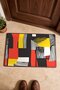 Black, Red, and Yellow Striped Patterned Block Collage Doormat, 40x60 cm, with Non-Slip Sole, Decorative - 4