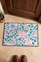 Turquoise and Lilac Floral Print Doormat, 40x60 cm, with Non-Slip Sole, Decorative - 4
