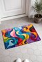 817 Colorful Waves Patterned Doormat, 40x60 cm, with Non-Slip Sole, Decorative - 2