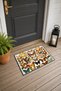 Yellow and Blue Butterflies Pattern 465 Doormat, 40x60 cm, Non-Slip Sole, Decorative