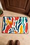 Red and Navy Blue Retro Patterned Doormat, 40x60 cm, with Non-Slip Sole, Decorative - 4