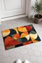 Orange-Red Bauhaus Half-Circle Patterned Doormat, 40x60 cm, with Non-Slip Sole, Decorative - 2