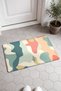 Mint and Coral Camouflage Print Abstract Patterned Doormat, 40x60 cm, Non-Slip Sole, Decorative - 2