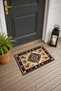 Beige Oil-Motif Kilim Rug-Patterned Doormat, 40x60 cm, with Non-Slip Sole - 3