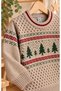 Boys' & Kids' Pine Tree-Patterned Crew Neck Stretch Knit Sweater - 6