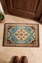 Light Blue, Beige, and Palace Medallion Turkish Rug-Patterned Doormat, 40x60 cm, with Non-Slip Sole