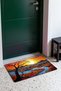Orange and Blue Landscape-Patterned 937 Doormat, 40x60 cm, with Non-Slip Sole, Decorative - 2