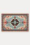Light Blue and Red Medallion Turkish Rug-Patterned Doormat, 40x60 cm, with Non-Slip Sole - 5