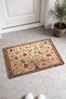 Cream-Colored "Tree of Life" Floral Print Turkish Rug-Patterned Doormat, 40x60 cm, with Non-Slip Sole - 4
