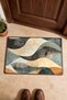Khaki-Orange Textured Wavy-Patterned Doormat, 40x60 cm, with Non-Slip Sole, Decorative - 4