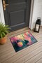 Pink and Blue Abstract Patterned 823 Doormat, 40x60 cm, Non-Slip Sole, Decorative