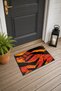 Orange and Black Grunge Leopard-Print Doormat, 40x60 cm, with Non-Slip Sole, Decorative