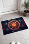 Orange and Blue Mandala-Patterned 963 Doormat, 40x60 cm, with Non-Slip Sole, Decorative - 2
