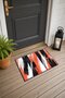 Mercan Black Door Mat with Striped Pattern, 40x60 cm, Non-Slip Sole, Decorative