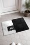 Black and White Door Mat with Split-Pattern Design, 40x60 cm, Non-Slip Sole, Decorative - 2