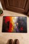 Red and Purple Textured Oil-Paint-Patterned Doormat, 40x60 cm, with Non-Slip Sole, Decorative - 4