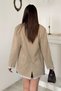 Beige Striped Lined Garnished Suede Jacket - 5