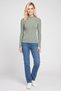 Women Mock Neck Long Sleeve Knitted Sweater, Sage Green - 2