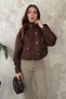 Brown High Collar Short Jacket - 2