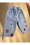Girls' Cotton Light Blue Loose Fit Jeans with Embroidered Fruit Design - 2