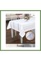 160x260 cm White Sahara Polyester Lace-Like Knit Linen Tablecloth with Lace, Dining Table HB006