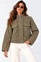 Snap Button Detail, Double-Sided Zippered Pockets, Soft-Textured, Zipper-Front Women's Khaki Cropped Bomber Jacket - 3