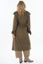 Khaki Suede Trench Coat with Collar Detail - 4