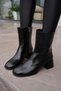 CAPRILE WOMEN'S BLACK LEATHER CHUNKY-HEELED BOOTS WITH THICK HEEL - 6