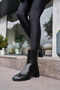 CAPRILE WOMEN'S BLACK LEATHER CHUNKY-HEELED BOOTS WITH THICK HEEL - 7