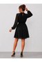 Women's Short Dress with a Short-Sleeved Boat Neck, Long Sleeves, a Belted Design, Pleats, and a Chiffon Lined Design - 3