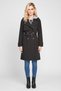 Women Water Resistant Hooded Trench Coat, Black - 2