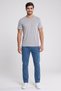 Men Round Neck Short Sleeve Heather T-Shirt, Grey - 2