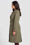 Women Solid Trench Coat, Deep Olive - 3