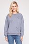 Women Round Neck Allover Print Sweatshirt, Washed Blue