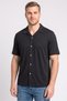 Men Regular Fit Short Sleeve Solid Shirt, Black
