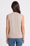 Women Ribbed Neck Knitted Vest, Stone - 4