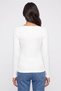 Women Round Neck Long Sleeve Plain T-Shirt, Cream - 4