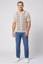 Men Spread Collar Knitted Short Sleeve Polo Shirt, Beige - 2