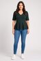 Women V-Neck Short Sleeve Knitted Top, Teal Green - 2