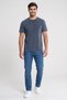 Men Crew Neck Regular Fit Short Sleeve Plain T-Shirt, Denim Blue - 2