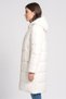 Women Quilted Long Puffer Jacket, Off White - 3