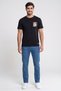 Men Round Neck Short Sleeve Graphic Print T-Shirt, Black - 2