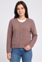 Women Round Neck Knitted Cardigan, Mauve