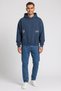 Men Hood Graphic Print Long Sleeve Hoodie, Teal Blue - 2
